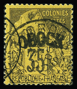 N°8 35c. violet-noir sur jaune, obl., TB