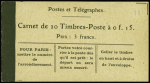 N°130-C1 Semeuse Lignée, 15c. vert-olive, n°130d, T V, Papier GC, texte sur couv., TB