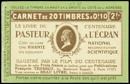 N°159-C3 Semeuse Camée, 10c. vert, n°159c, T IC, S. 28, PASTEUR à L'ECRAN, TB