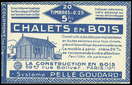 N°140-C15 Semeuse Camée, 25c. bleu, n°140e, T II, S. 80, L'ILLUSTRATION/CHALETS en BOIS, TB
