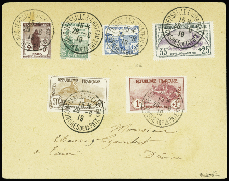N°148/54 obl. VERSAILLES-CHATEAU/CONGRES DE LA PAIX 28/6/19 s. Env., arr. TAIN-L'HERMITAGE 29/6, TB. C