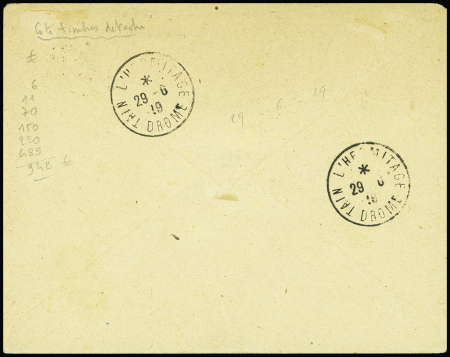 N°148/54 obl. VERSAILLES-CHATEAU/CONGRES DE LA PAIX 28/6/19 s. Env., arr. TAIN-L'HERMITAGE 29/6, TB. C
