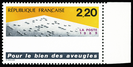 N°2562b Braille, SANS l'inscription en relief du braille, bdf, neuf **, TB