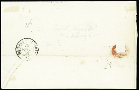 N°14B 20c bleu, T II, obl. GC d'ESSAI 1818 caractères DELIES s. LAC, càd LYON 22/2/62, Superbe. cote Maury