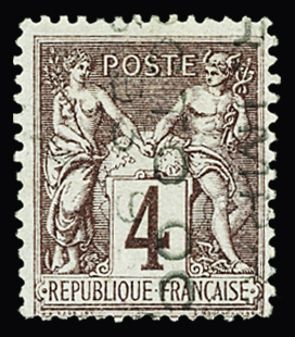 N°14 Sage, 4c lilas-brun, SANS quantième, neuf sans gomme, TB. Signé Calves