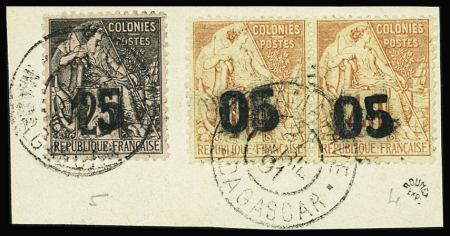 N°4 PAIRE et 5 obl. TAMATAVE s. fragt, TB