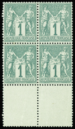 N°61 1c vert, BLOC de 4 bdf, bien centré, neuf **, TB