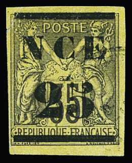 N°4 25 sur 35c. violet-noir sur jaune, obl., TB. Signé Scheller