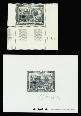 N°51 500f CFA s. 1000f, le timbre CD  neuf **, et l'épreuve de luxe signée Decaris, TB