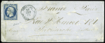 N°14A 20c bleu, T I, obl. Los. AOIC s. Env. un peu défraîchie, càd ARMEE D'ORIENT/1er CORPS 22/12/55, mais frappes TB. Signé Calves