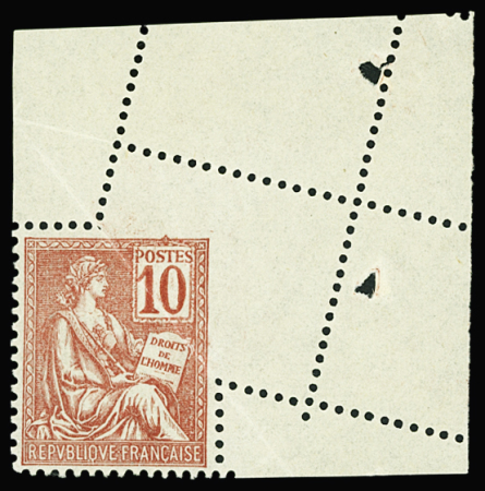 N°112 Mouchon, 10c rose, cdf, piquage OBLIQUE, bon centrage, neuf **, TTB