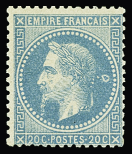 N°29B 20c bleu, T II, ANNEAU LUNE, neuf *, TB