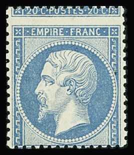 N°22 20c bleu, PIQUAGE à CHEVAL, neuf **, TB