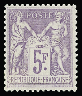 N°95 5f violet sur lilas, neuf *, frais et TB