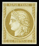 N°1f 10c bistre-jaune, REIMPRESSION, neuf *, TB