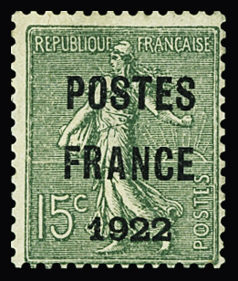 N°37 15c olive, POSTES FRANCE 1922, neuf sans gomme, TB