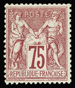N°71 75c carmin, très bon centrage pour ce timbre, neuf sans gomme, TB