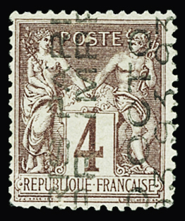 N°14a Sage, 4c lilas-brun, OCT 93 SANS quantième, neuf sans gomme, petit déf. de dentelure, TB