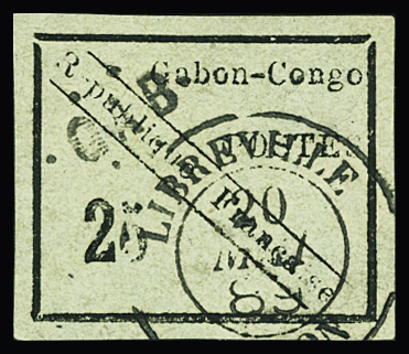 N°15 25c. noir sur vert, obl., fort pelurage, aspect TB. Signé Calves