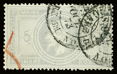 N°33 5f violet-gris, obl. càd GARE DU NORD 7/10/73, TB