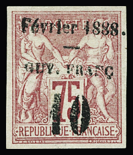 N°9 10 sur 75c. rose, neuf sans gomme, TB. Signé A.Brun