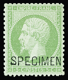 N°20f  5c vert, surch. SPECIMEN, neuf *, TB