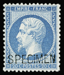 N°22d 20c bleu, surch. SPECIMEN, neuf *, TB