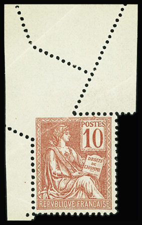 N°116 Mouchon, 10c rouge, jolie variété de PIQUAGE en cdf, neuf **, TB