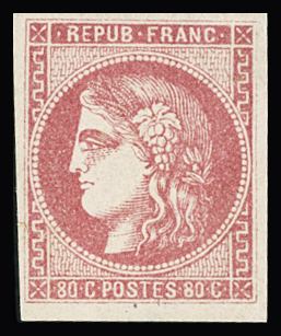 N°49 80c rose, neuf **, infime froissure de gomme, TB. Signé Calves