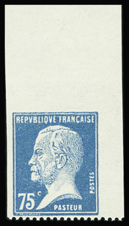 N°177 Pasteur, 75c bleu, NON DENTELE 3 COTES, cdf, neuf **, TB