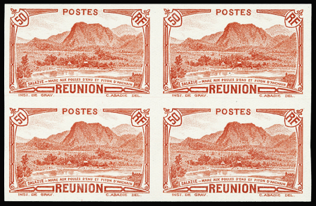 N°136a 50c. rouge, BLOC de 4 NON DENTELE, neuf **, cote *, TB