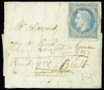 N°29B piquage décalé, obl. càd ROUGE PARIS (60) 27/9/70 du Bureau Central, arr. DIEPPE 4/10 réexp. BREST 8/10