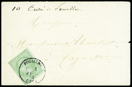 N°35 5c vert pâle sur bleu, obl. càd T16 Pouillon du