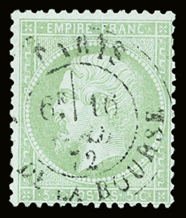 N°35 5c vert pâle sur bleu, obl. càd central Paris