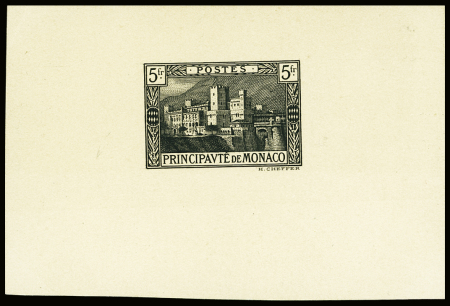 N°63 Palais princier, 5f épreuve en noir sur carton,