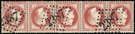 France N°32 80c rose Empire Lauré, exceptionnelle bande
