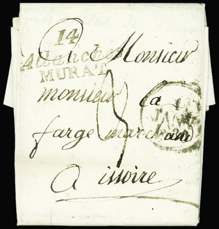 CANTAL Double cursive "14 Allanches Murat + dateur