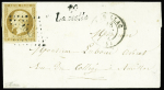 N°9 OBL PC + T15 Aurillac (1853) + cursive "14 Las