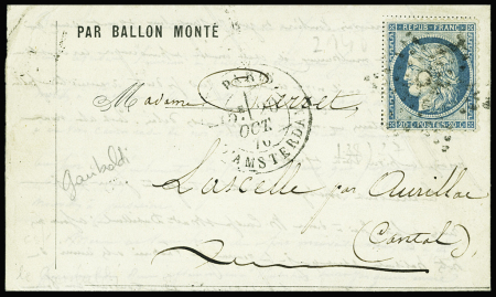 N°37 OBL étoile 18 + CAD "Paris R. d'Amsterdam" (2