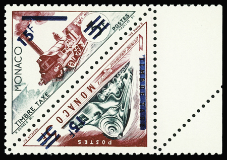 N°455/456, non émis, avec surcharge 15f en bleu, bdf,