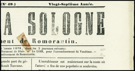 Exceptionnel affranchissement avec n°26A 2c Lauré coupé