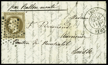 Archive de trois lettres de Paris assiégé pour Auvernier,
