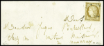 N°1a 10c bistre-brun, triple obl. OR sur lettre pour