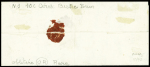 N°1a 10c bistre-brun, triple obl. OR sur lettre pour