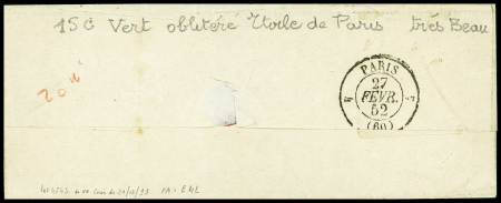 N°2 15c vert, voisin, obl. étoile muette sur lettre