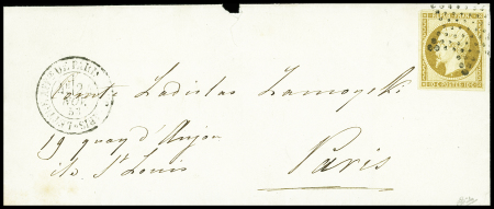 N°9 10c bistre-jaune obl. étoile sur lettre locale