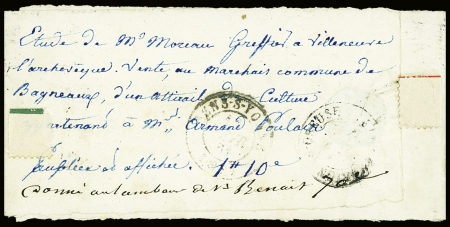 N°11 1c olive en paire verticale obl. CàD Villeneuve