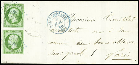 N°12 5c vert x2 obl. PC 2386 (Passy-les-Paris, Seine)
