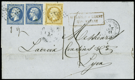 N°13A 10c bistre et n°14A 20c bleu en double, obl.
