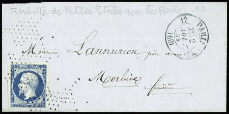 N°14A 20c bleu obl. roulette d'étoiles muettes plus